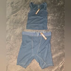 Skims Soft Lounge Tank And Boxer Set Size: Medium Color: Kyanite